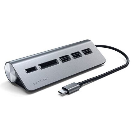 SATECHI USB-C hub a čítačka pamäťových kariet, Space Gray Aluminium