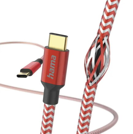 Hama kábel Reflective USB-C 2.0 typ C-C 1,5 m, červený