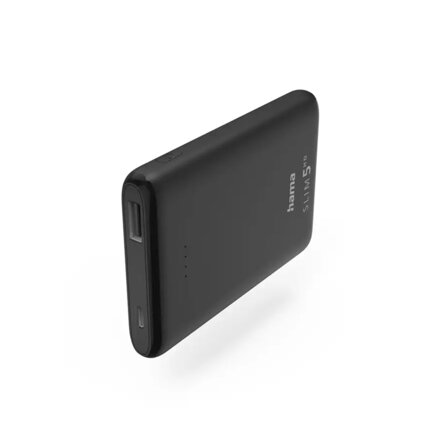 Hama SLIM 5HD, powerbanka, 5000 mAh, 1 A, výstup: USB-A, čierna